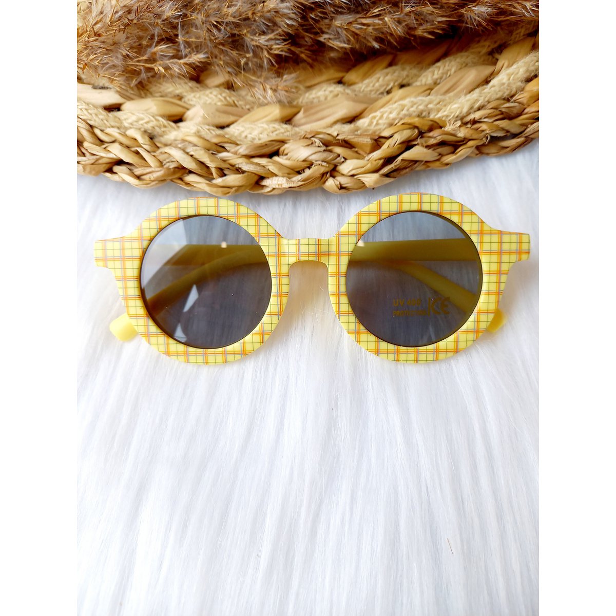 Happy-by-Lies Kinderzonnebril Retro Ruit | Geel