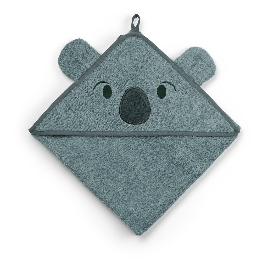 Nuuroo babyhanddoek Koala met capuchon staalblauw