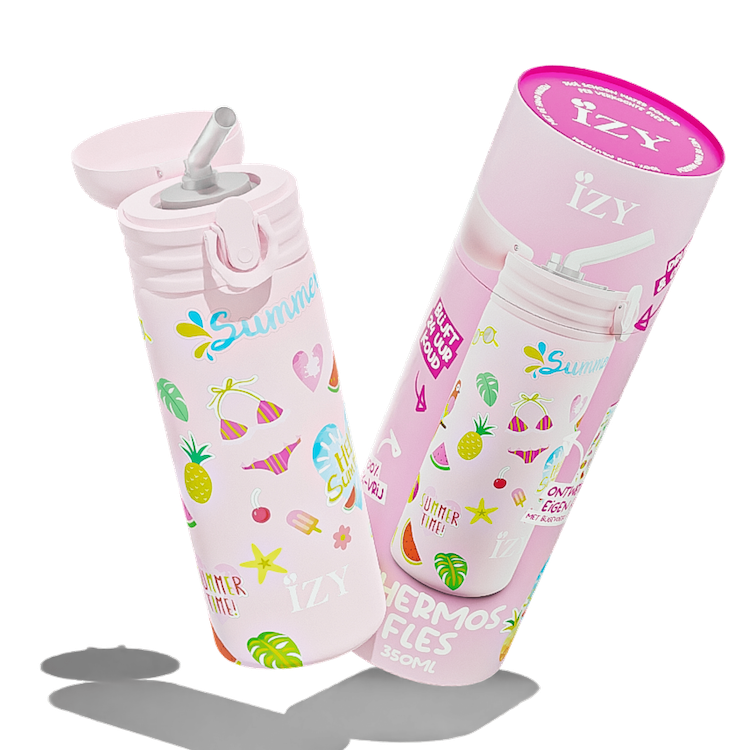 IZY Kids Thermos Drinkfles - Roze Zomer - 350ML