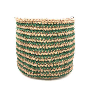 Lage jute mand met groene strepen 
