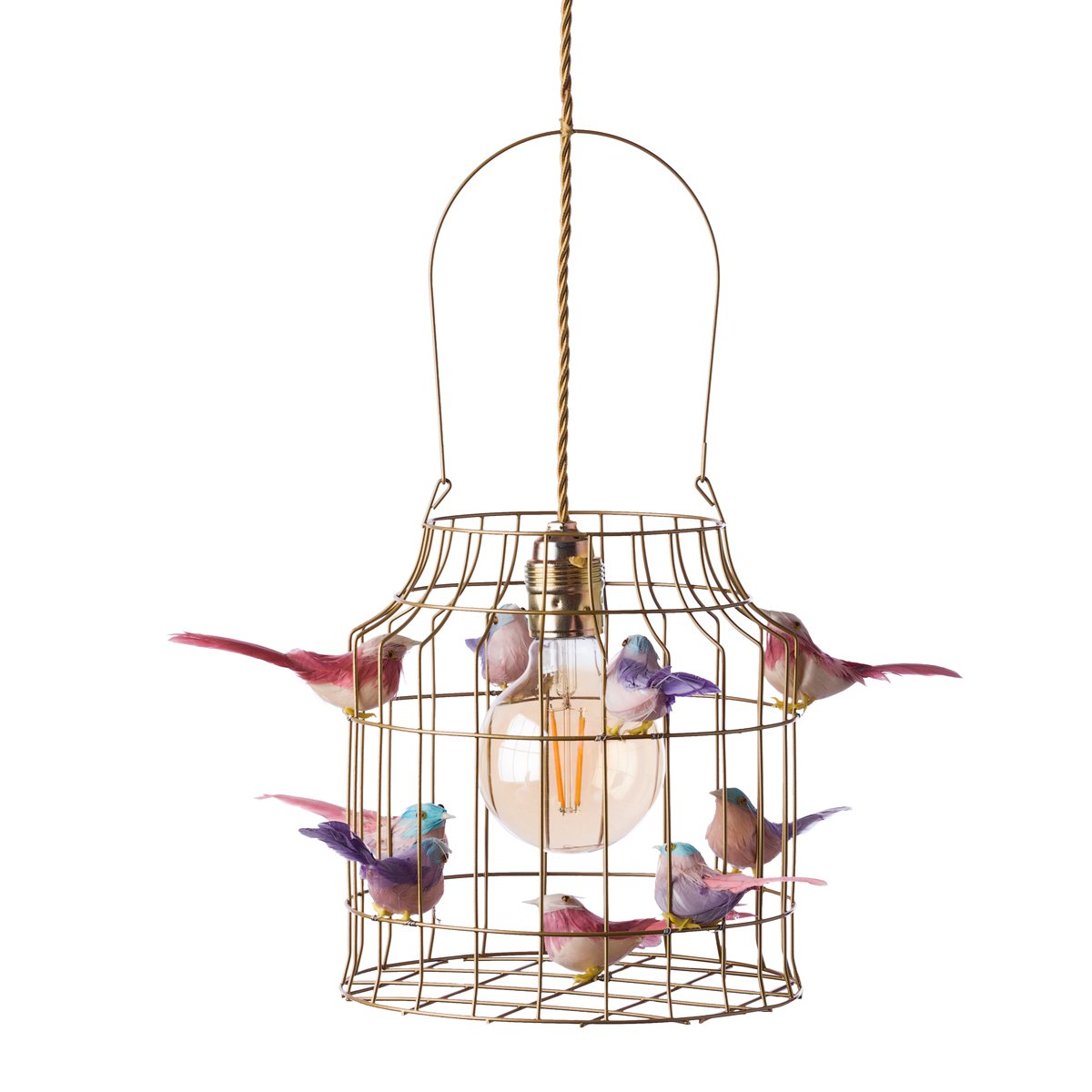 hanglamp vogels pastelroze goud