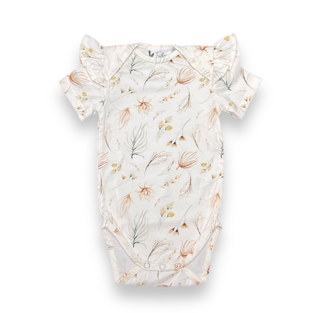 Feathers rompertje korte mouw ruffle boho floral