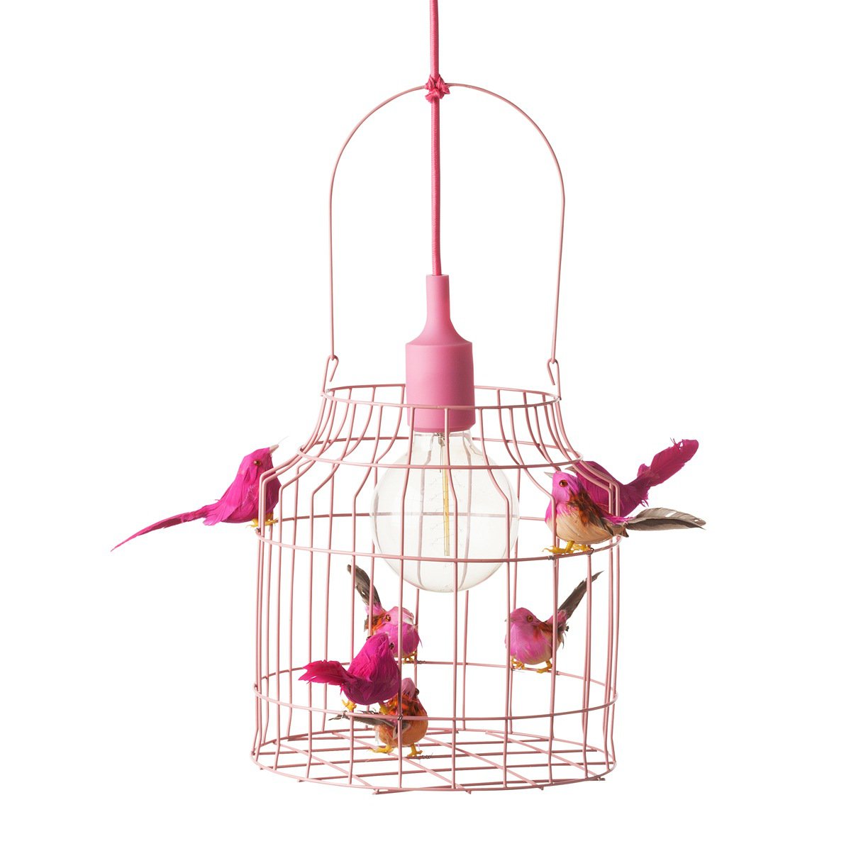 hanglamp vogels roze meisjeslamp vogelkooilamp babykamerlamp baby babykamer barnrum nursery rosehanglamp kinderkamerlamp