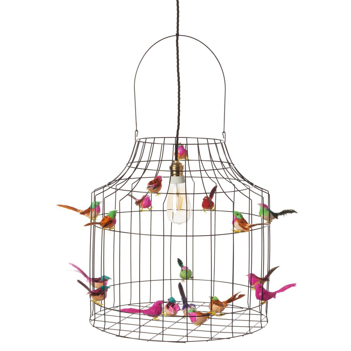 vogelkooi hanglamp zwart mixed