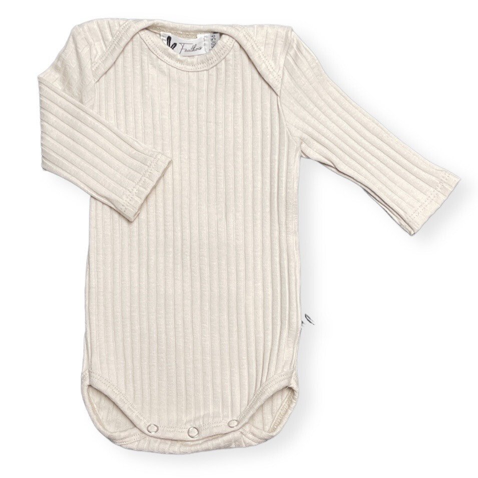 Rompertje lange mouw wide rib jersey natural beige