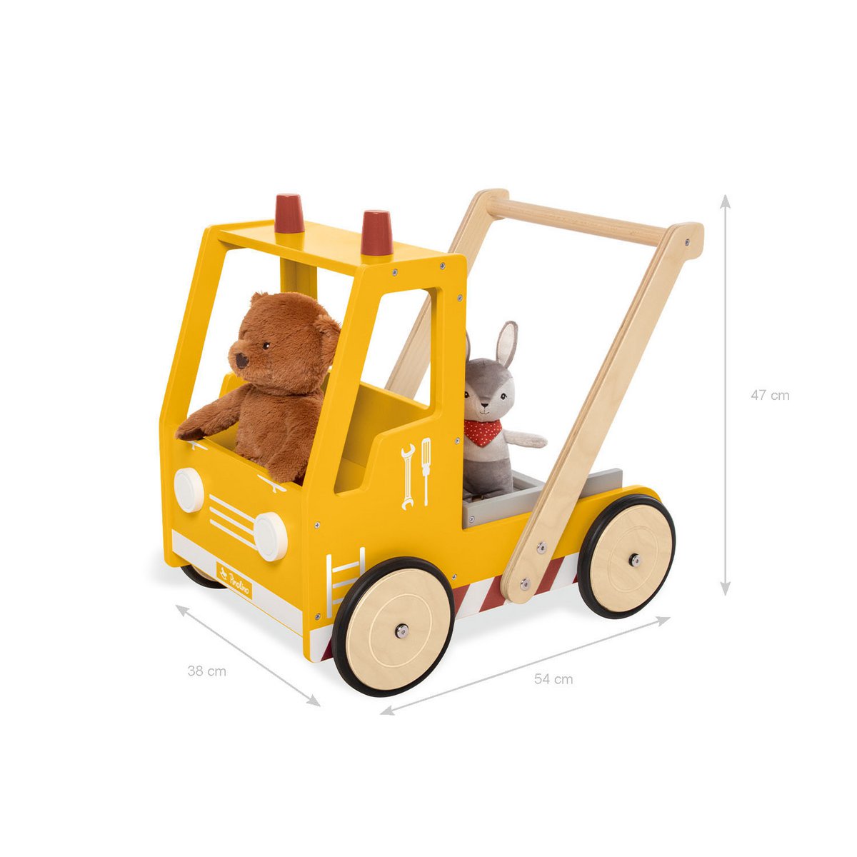 Pinolino loopwagen 'Takelwagen Fred', geel